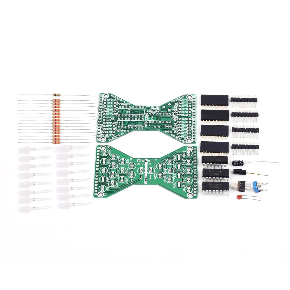 DIY Electronic Kit Hourglass LED Double Layer PCB Board Flashing Light Components Welding Soldering Practice For School Student