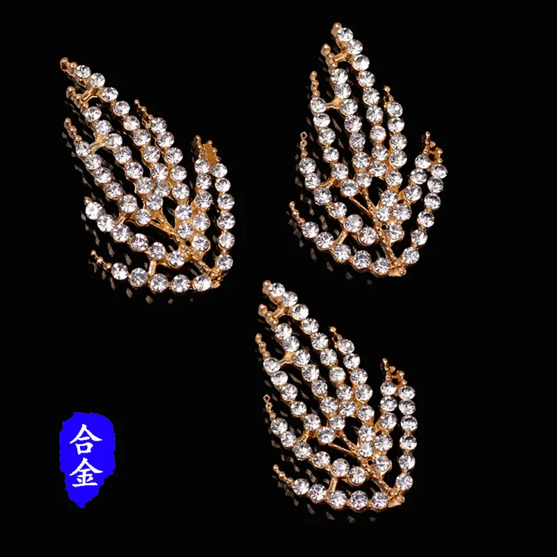 50pcs 18*32mm Gold Color Zinc Alloy Material Crystal Leaf Branch Charm Pendant for Hair DIY Handmade Jewelry Making Wholesale