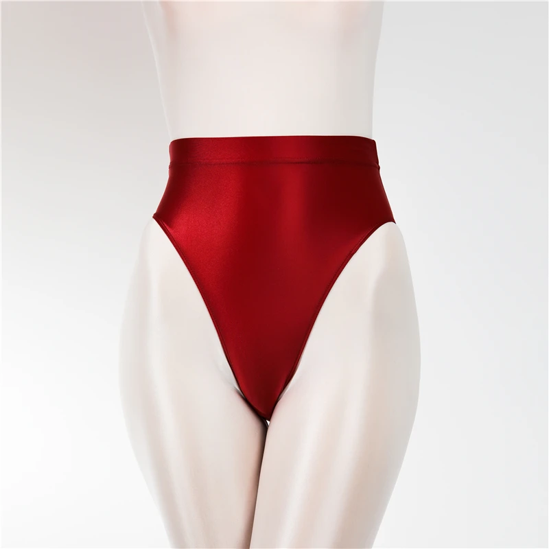 New Sexy women Shiny Bikini Bottoms with Buttocks Silky Bikini High Waist Tights Underpants Oily Briefs Large Size men underwear