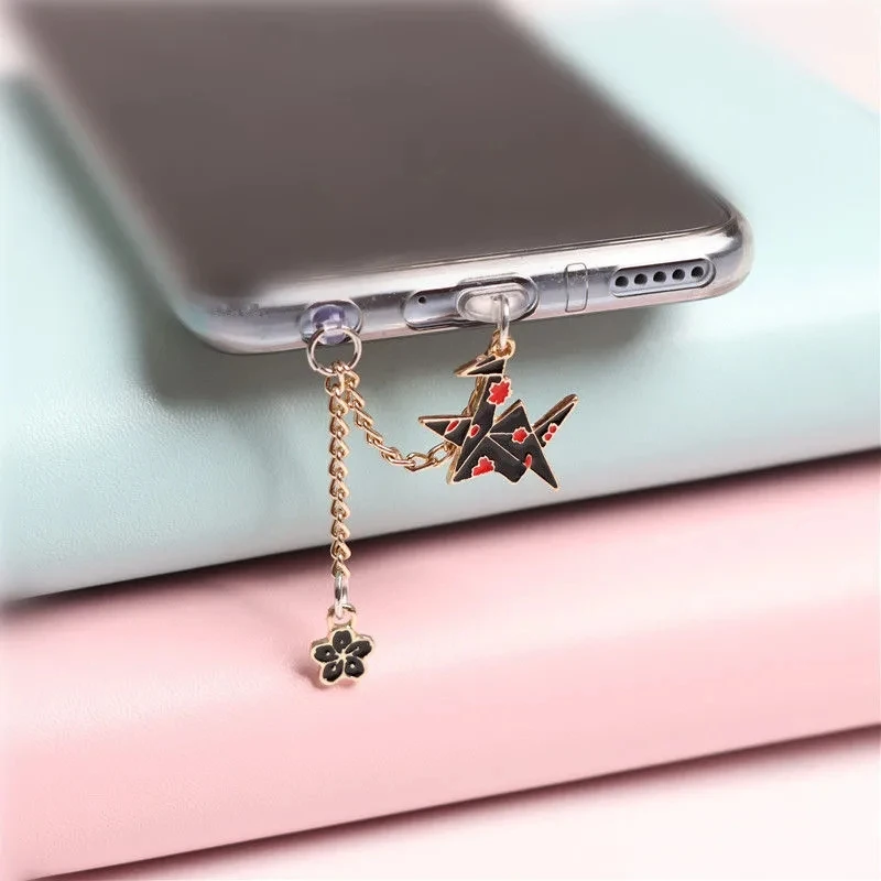 Cartoon Anti Dust Plug Charm Kawaii Anime Charge Port Plug Thousand Paper Cranes Mobile Phone Dust Plugs Cap Cute For iPhone