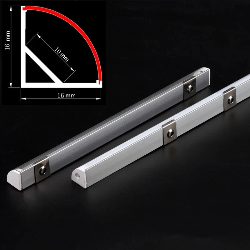 1-30pcs / lot 0.5m / pcs 45 degree angle aluminum profile for 5050 3528 5630 Milky white LED strips / channel transparent cover