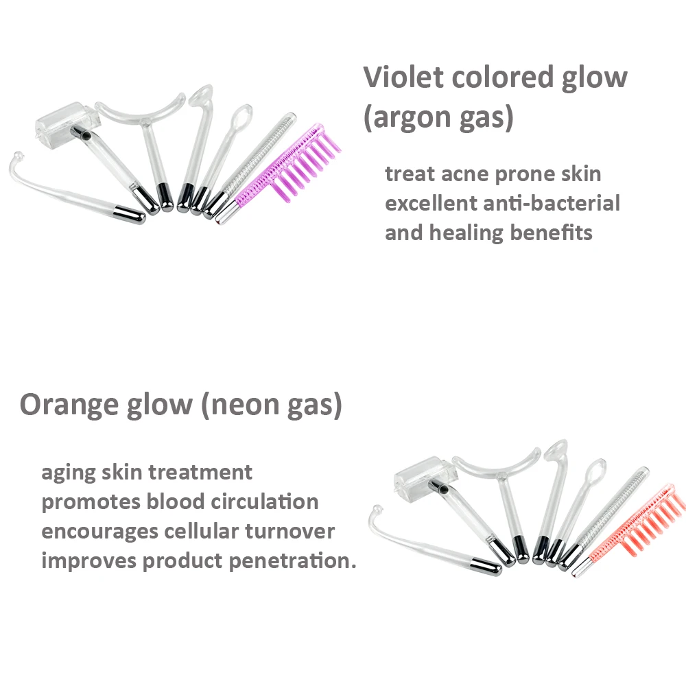 Electrode HF Replace Applicator Handheld High Frequency Facial Machine Glass Aron Neon Tube Violet Ray Acne Spot Wrinkle Remover