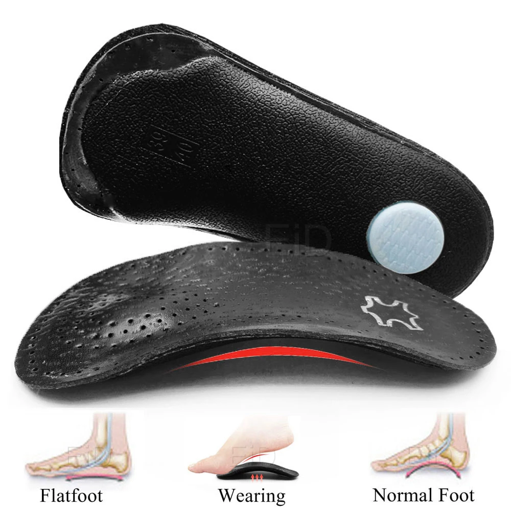 Leather orthotic Insoles OX Leg Heel Cushion for Feet Soles Relieve Foot Pain Protect Spur Support Shoes Pad Feet Care Inserts