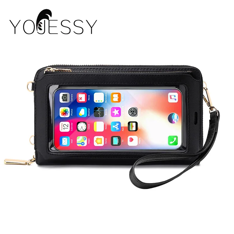 

YOJESSY Touchable Mini Shoulder Bags Women Multi-functional RFID Cell Phone Pocket Card Purse Ladies Small Bag Messenger Bag