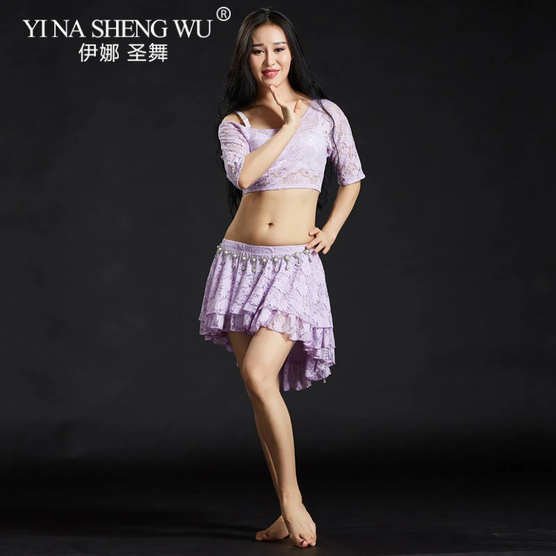 New Sexy Belly Dance Clothes Women Dance Lace Practice Costumes 2pcs Top and Skirt Modal Costume Belly Dance Short Skirt 6 Color