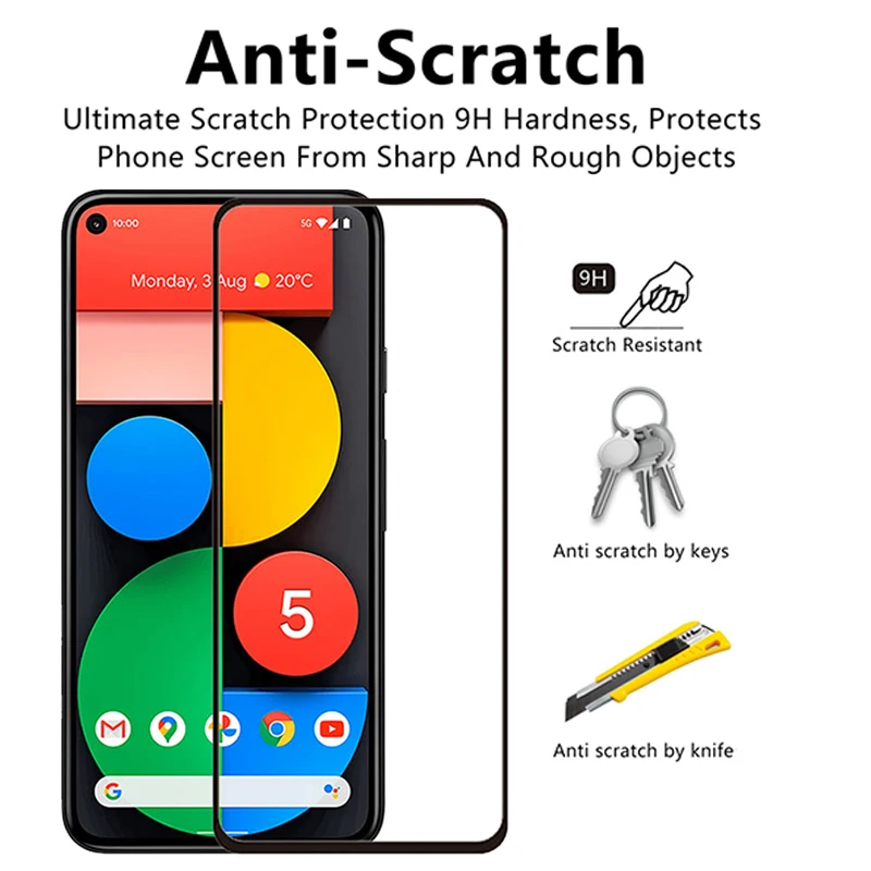 10Pcs Full Cover Tempered Glass For Google Pixel 6 5 4 3 2 1 Full Glue Screen Protector On Google Pixel 4a 5g 3a 3aXL 3XL 2XL XL