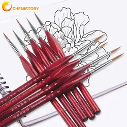 CHENISTORY 6 pz/set dipingere con i numeri pennelli dettaglio Extra Fine pennelli artista modello in miniatura Maker Set di strumenti per la pittura ad olio