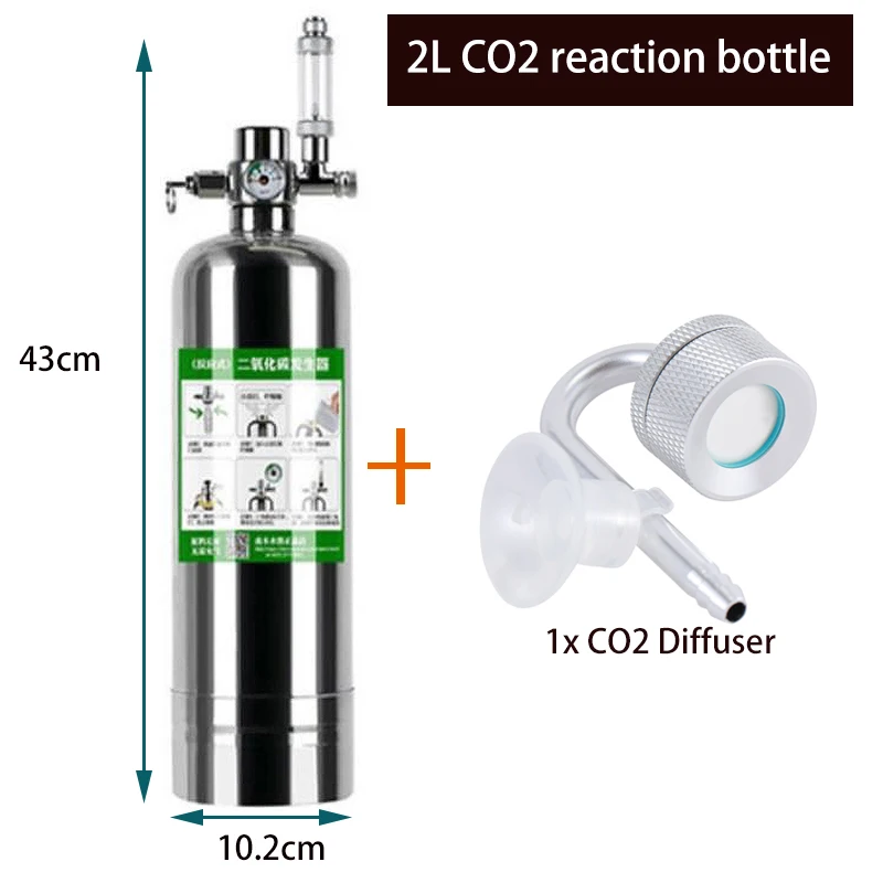 

Aquarium CO2 Generator system co2 Kit Stainless Steel CO2 Cylinder Generator System Carbon Dioxide Reactor Kit Plants Aquariumm