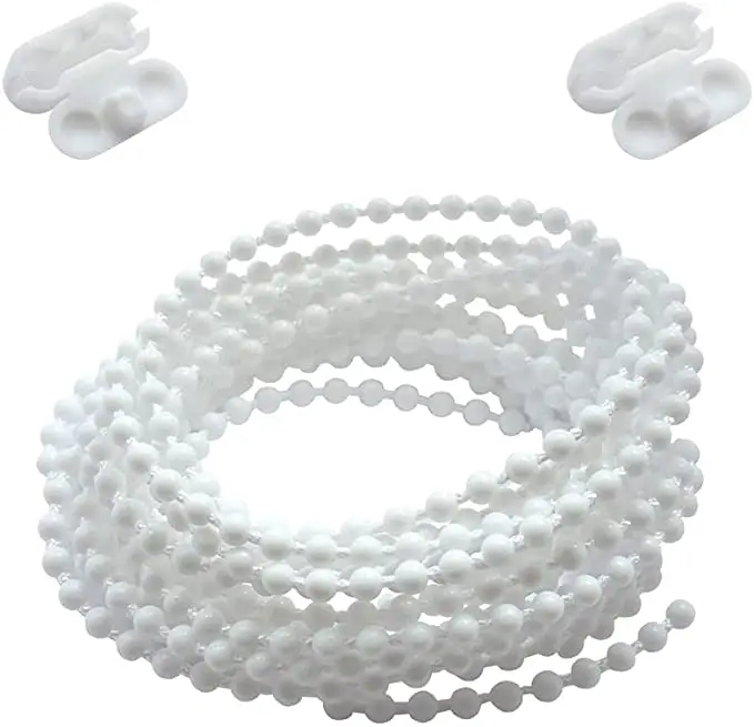 The Bead Shop persiana enrollable y persiana romana con cuentas de 4,5mm/No. 10, cordón de cadena de plástico blanco de 5m