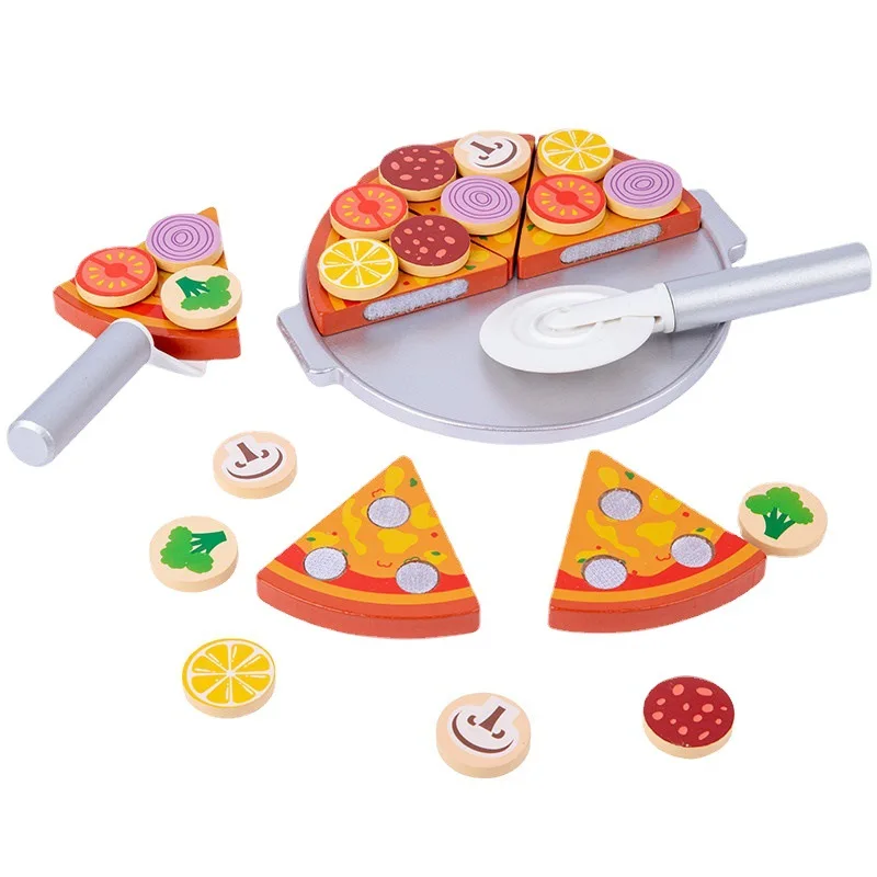 Houten Pretend Pizza Speelgoed Voedsel Koken Simulatie Servies Kinderen Keuken Speelgoed Speelhuis Speelgoed Fruit Groente Met Servies