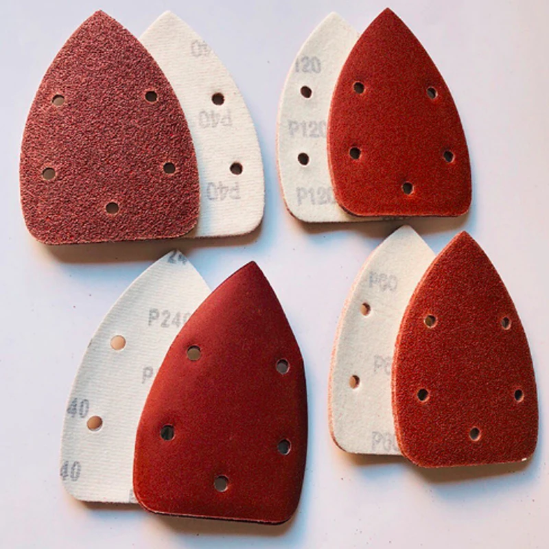 5pcs/lot Grit 40-240 Self-adhesive Sandpaper Triangle Sander Sand Paper Hook Loop Sandpaper Disc Abrasive Tools For Polishing