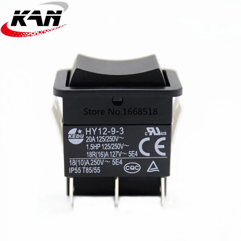 

1pcs KEDU HY12-9-3 6 Pins Push Button On Off On Rocker Switch Pushbutton Switches for Electric Power Tools 125/250V 18/20A