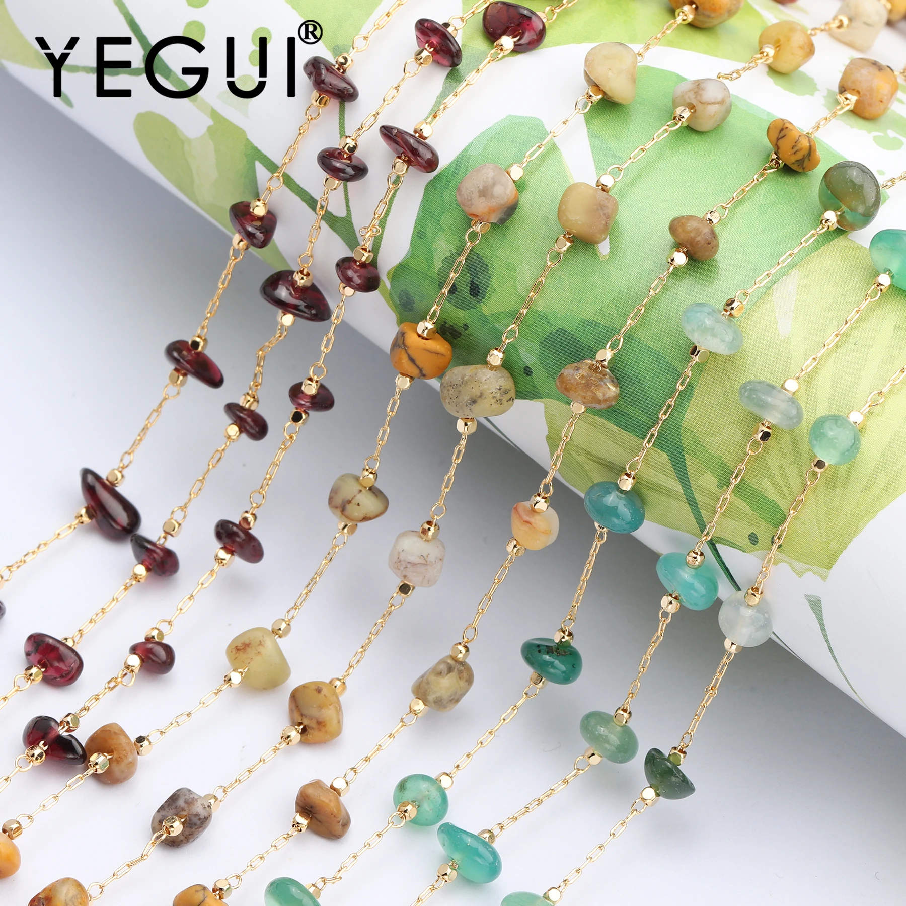 

YEGUI C44,jewelry accessories,18k gold plated,0.3 microns,natural stone,diy chain necklace,diy necklace,jewelry making,1m/lot