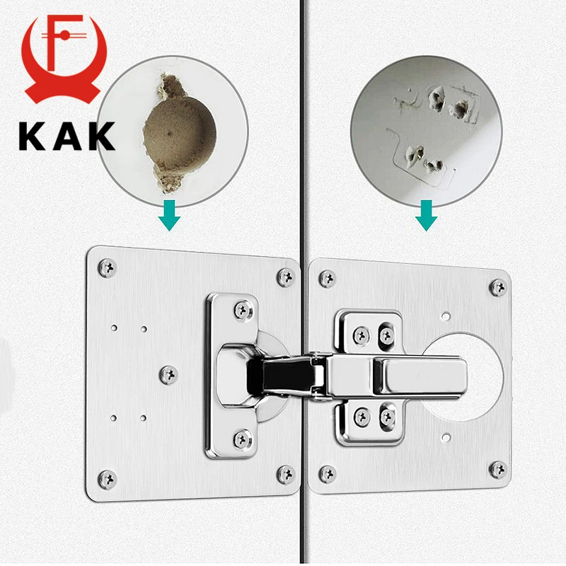 KAK Stainless Steel Cabinet Hinge Repair Plate 1-8 Pack Door Hinge Mounted Plate with Screws Furniture Hardware Accessories