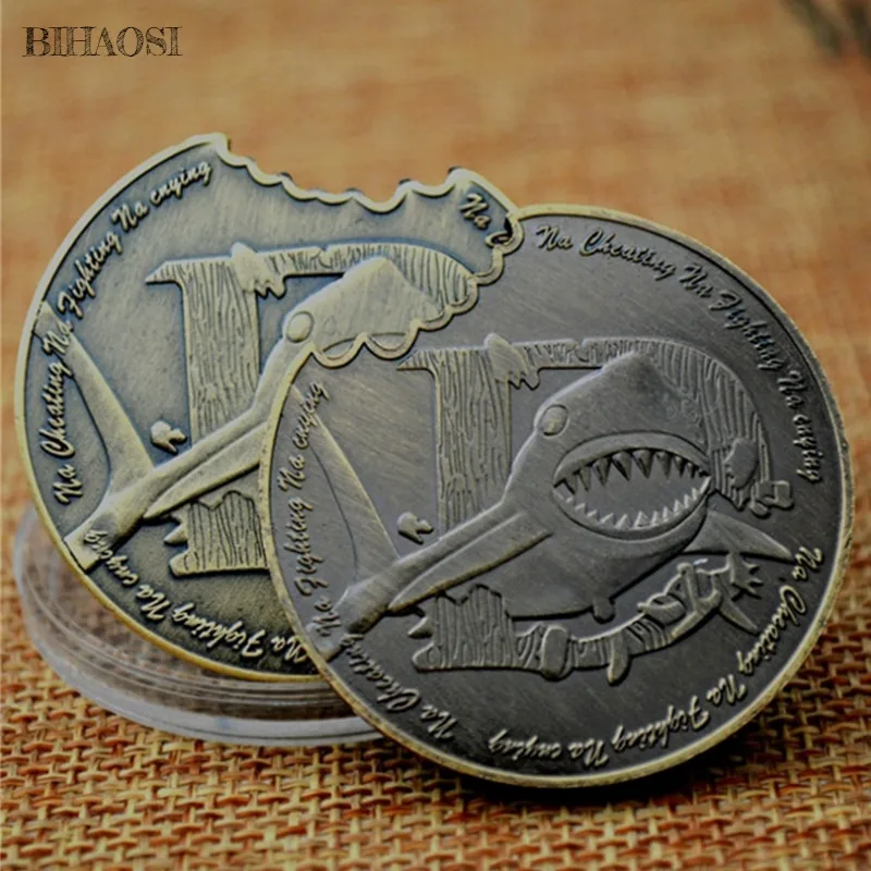 Shark Relief Medal Painted Metal Commemorative Coin Copper Coin Custom Crafts Coins Coins Collectibles Lucky coin METAL Gift