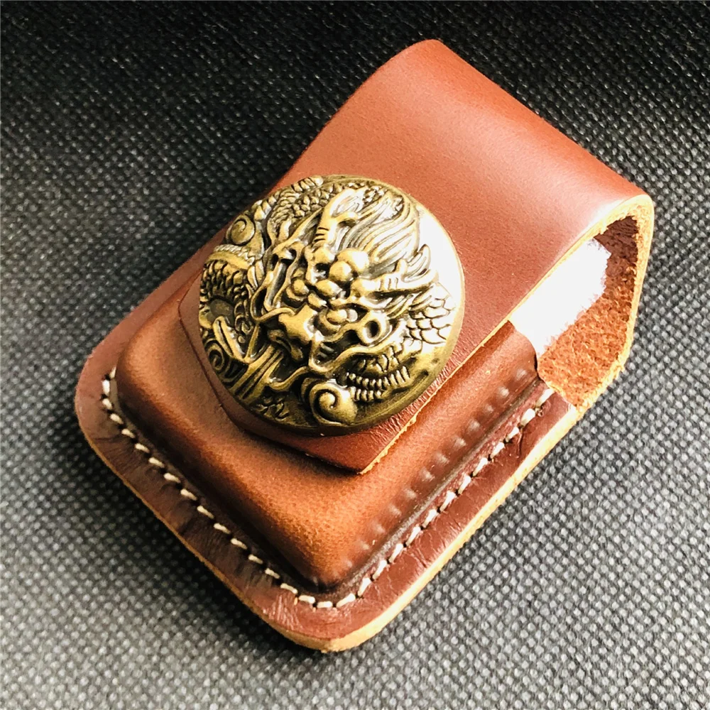 

New Chinese dragon Cigarette Lighter Case Pouch Handmade Kerosene Oil Lighters Waist Bag For Zippo Lighters Smoking Gadgets
