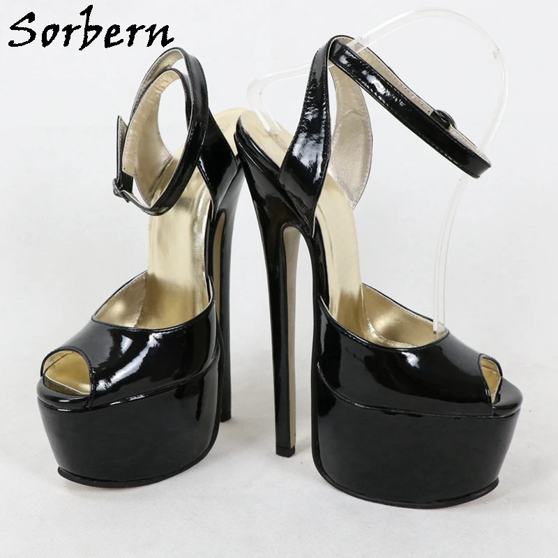 Sorbern 20Cm sandali in vera pelle cinturini incrociati con cinturino alla caviglia scarpe da donna punta aperta cinturino alla caviglia tacchi da