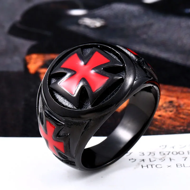 Beier New Store 316L Stainless Steel High Quality Cool Fashion Iron Cross Ring Man Black Oil Painting Jewelry LLBR8-073R