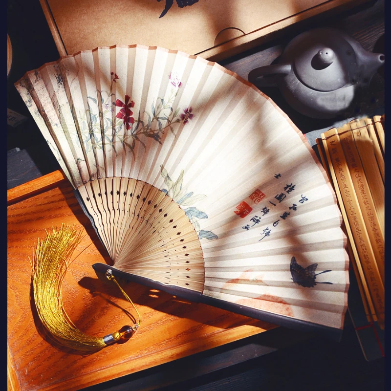 Folding Fan Chinese Style Retro Ventilatore Female Ventilateur Hanfu Hand Fan Gift Abanicos Para Boda Portable Dancing Summer