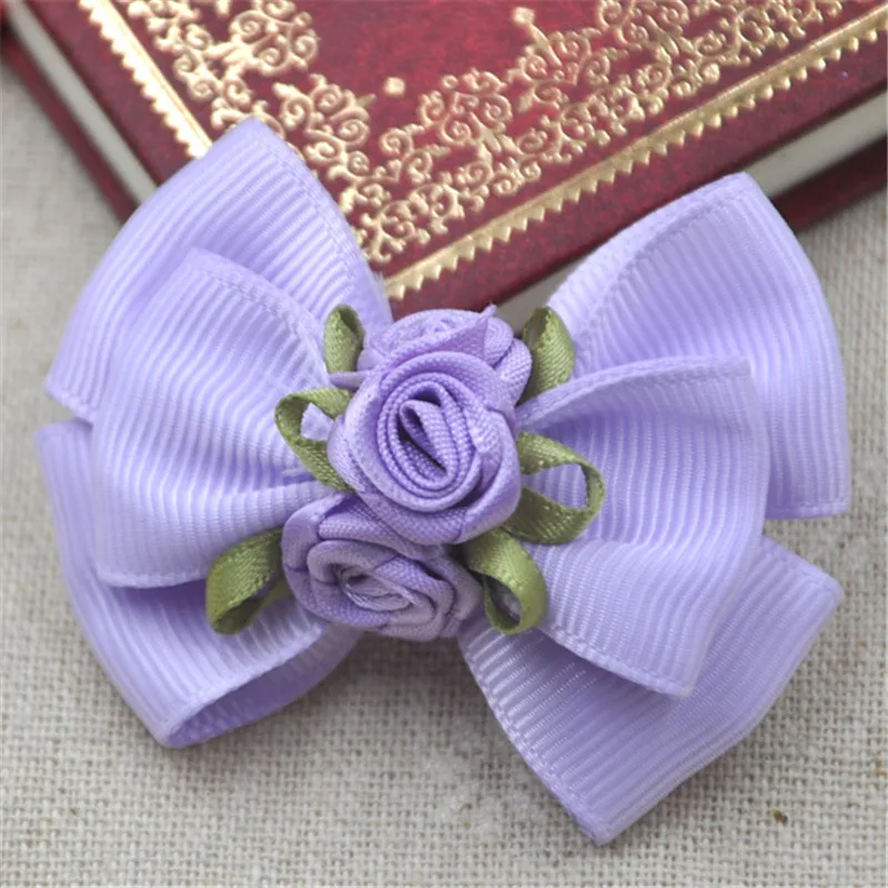 4 Pcs Mix Beautiful Rose Grosgrain Bow Applique Wedding Craft Flowers Decoration B135