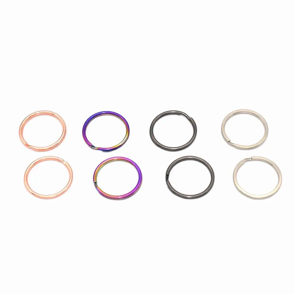 25mm Rainbow Stainless Steel Key Ring Split Ring Keychain ring Jewelry charm clasp Supplies metal key ring pendant Key Fob 20pcs