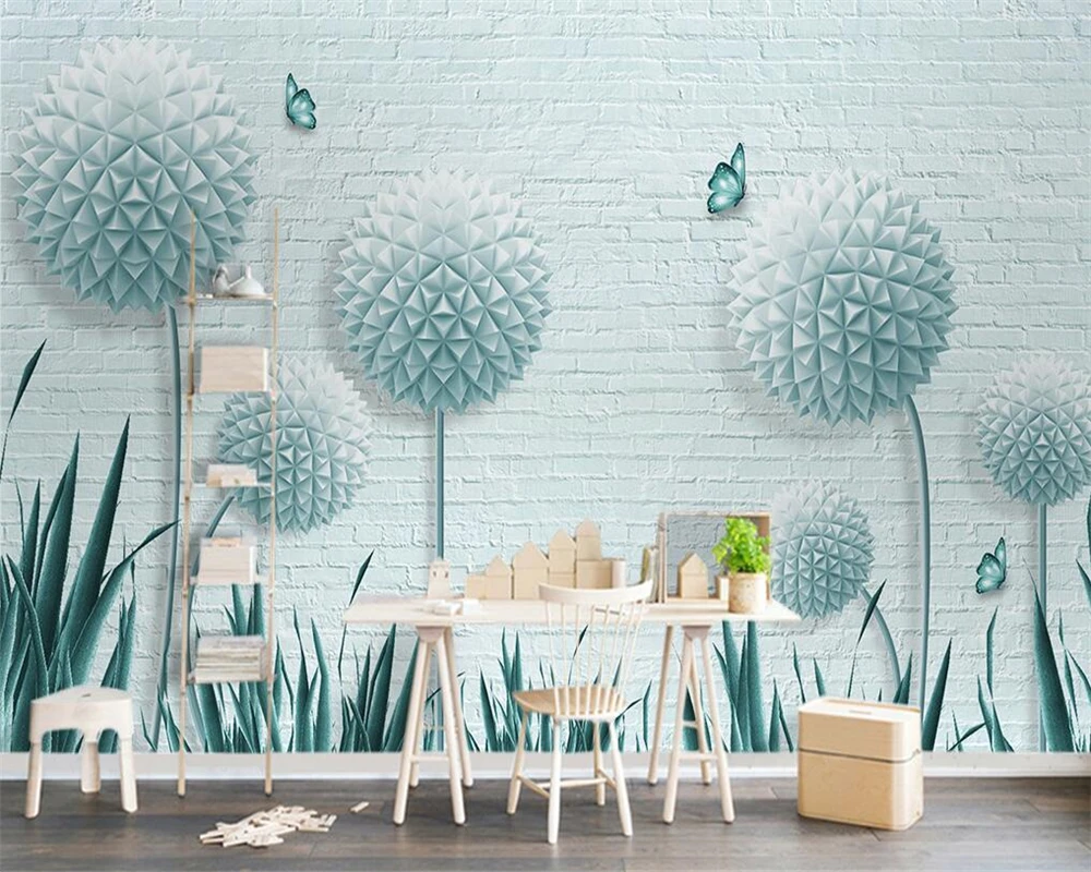 

Custom wallpaper 3d three-dimensional ball dandelion brick living room bedroom background wall decoration 3d wallpaper