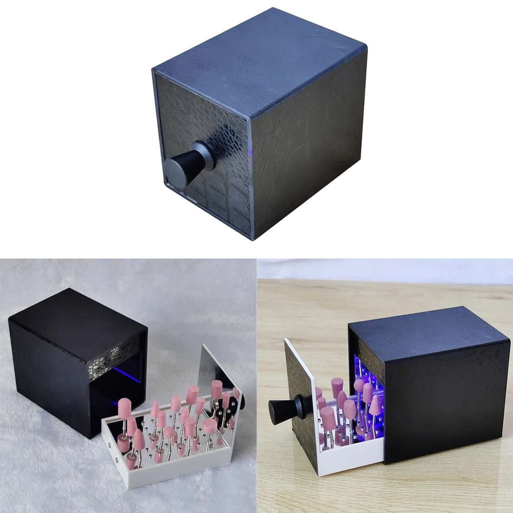 Sterilizer Box Disinfection Nail Art Drill Bits Black Nail Art Tools Sterilizer Box Manicure Drill Bits Nail Cleaner Tool