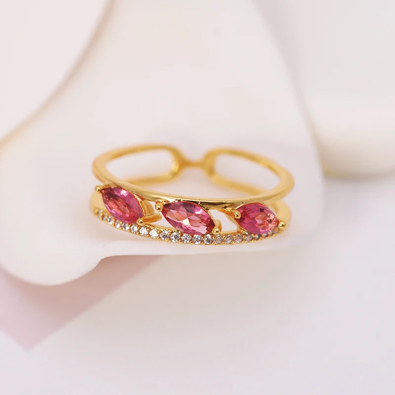 MxGxFam سعر خاص الأزرق/الأخضر/الأحمر الزركون خواتم للنساء AAA + 24 كيلو الذهب الخالص مطلي الأزياء والمجوهرات #5