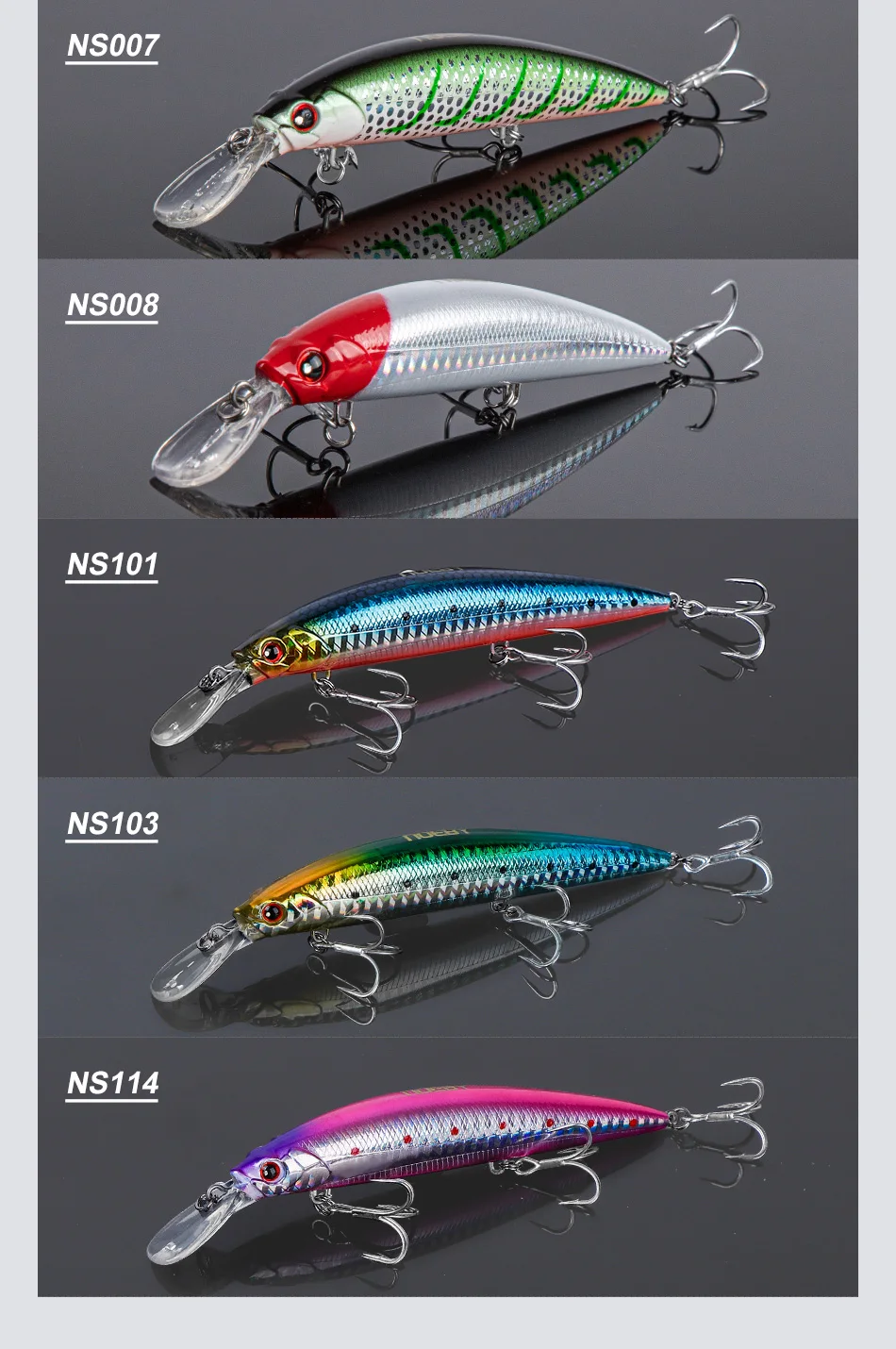 NOEBY 3-teiliges Sinkendes Minnow-Köder-Set 110mm 36g 0,2-3m Tauchtiefe Jerkbait Harter Köder für Wolfsbarsch und Hechtangeln – Detail 10