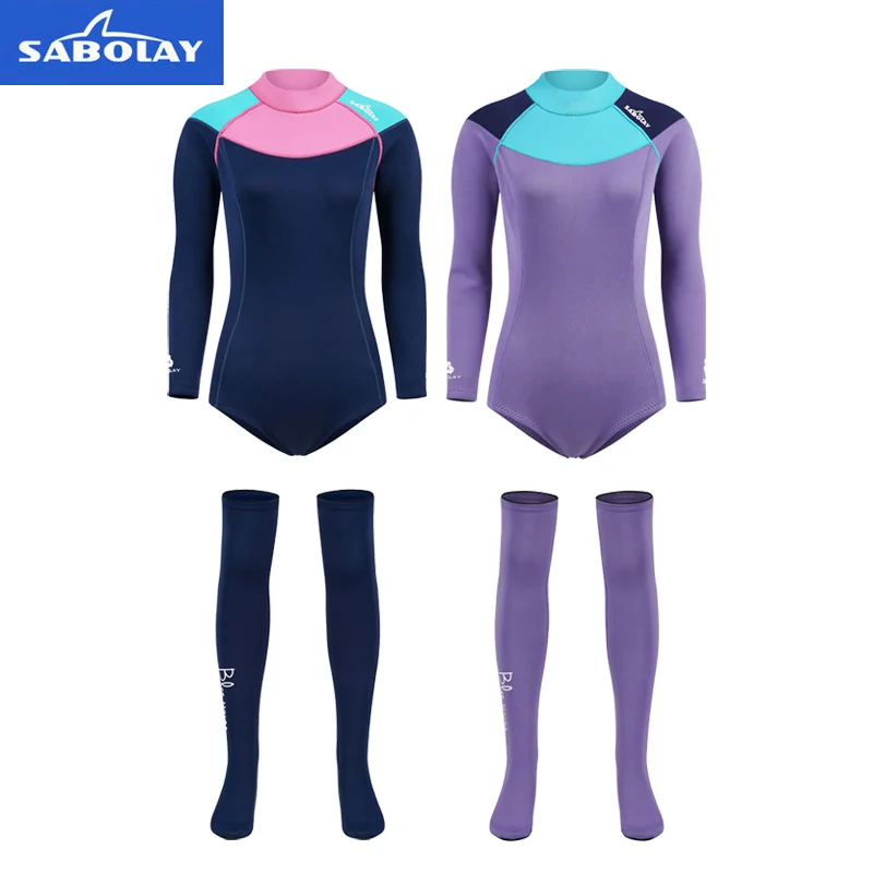 SABOLAY New Women 2MM Neoprene Wetsuit Elastic Diving Suits Stockings Springsuit Long Sleeve Zipper Swimming Swimwear Suit