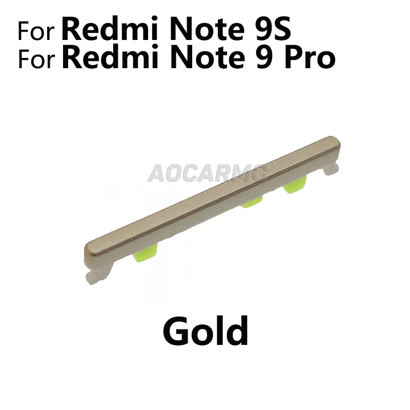 Aocarmo para Xiaomi Redmi Note 9 Pro Note9S, botón de volumen arriba/abajo, tecla lateral de repuesto 5