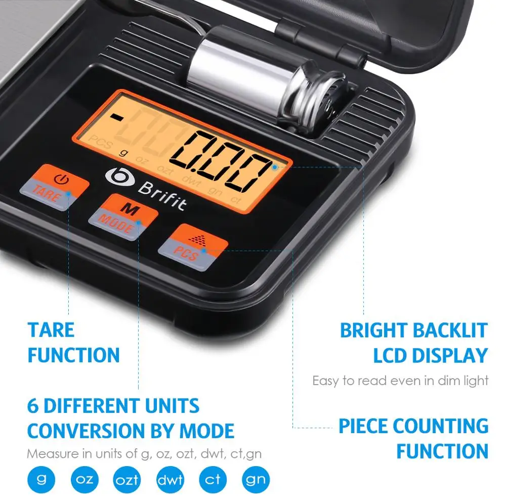Balanza joyería digital 0,01-200g acero inoxidable portátil precisión - imagen 5
