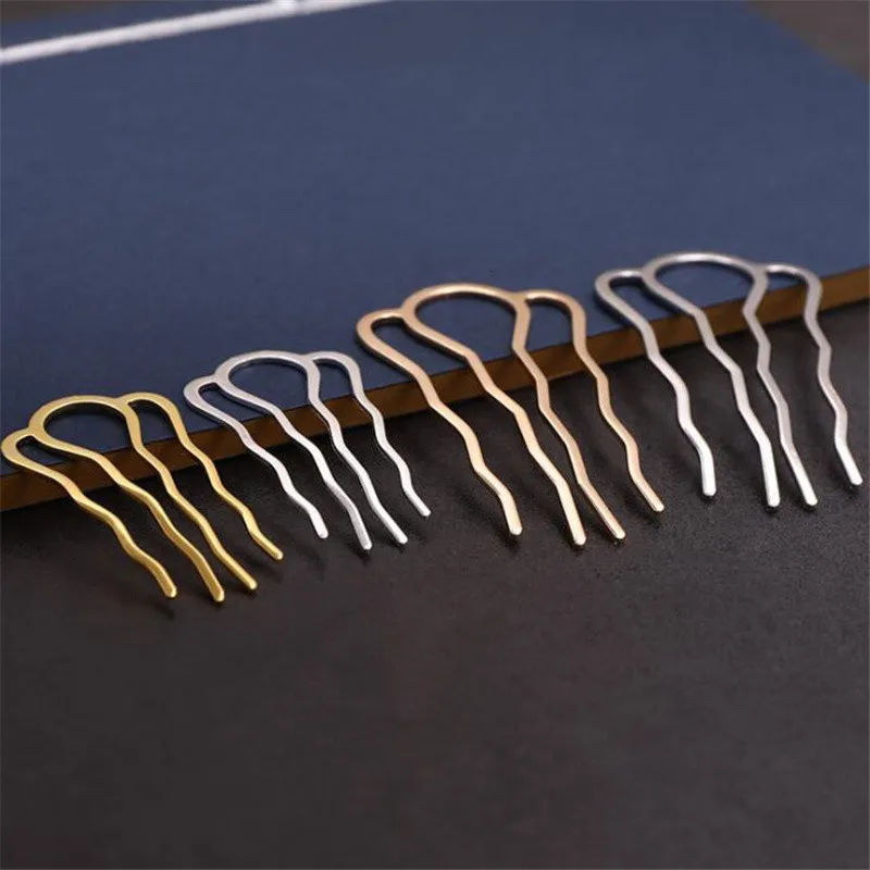 5pcs 4 Teeth Metal Hair Fork Clip Stick Comb Gums For Women Chinese Bridal Barrettes Accessories Decoration Jewellery Making