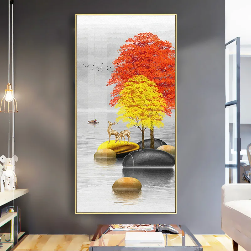 New 70x140cm DIY Painting By Numbers animals deer tree river Entrance Landscape paint by numbers on canvas Wall Art Home Decor