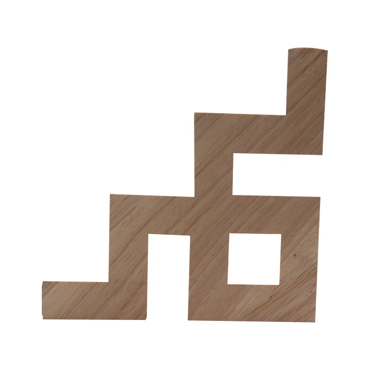 Carving Lines Wood Applique Wood Decal Onlay Wood Frame Carved Modern Unpainted Long Rose Leaves Wooden Furniture Corner Cabinet