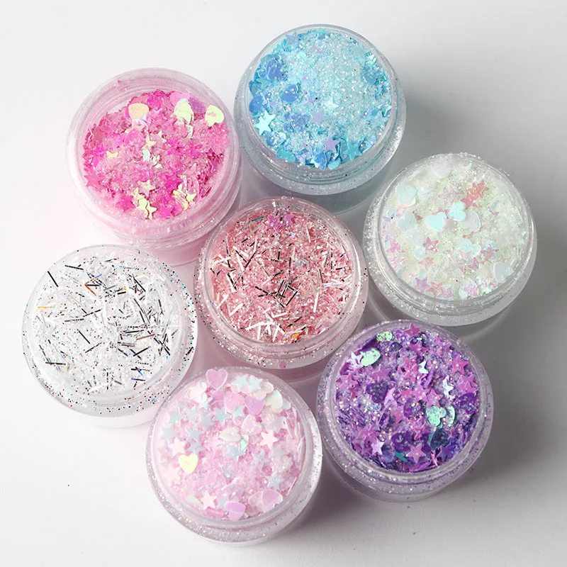 Nail Polish Sequins Love Five-Pointed Star Glitter Candy Color Love Star Handicrafts Mixed Sequins Wedding Decoration 10Ml