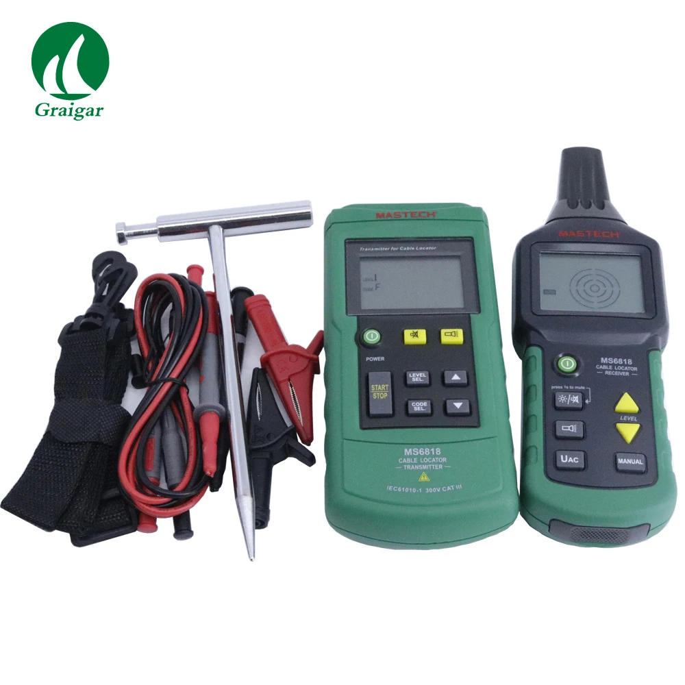 Rastreador de cables profesional portátil MS6818, localizador de tuberías de Metal, Detector, rastreador de línea, voltaje de 12 ~ 400V