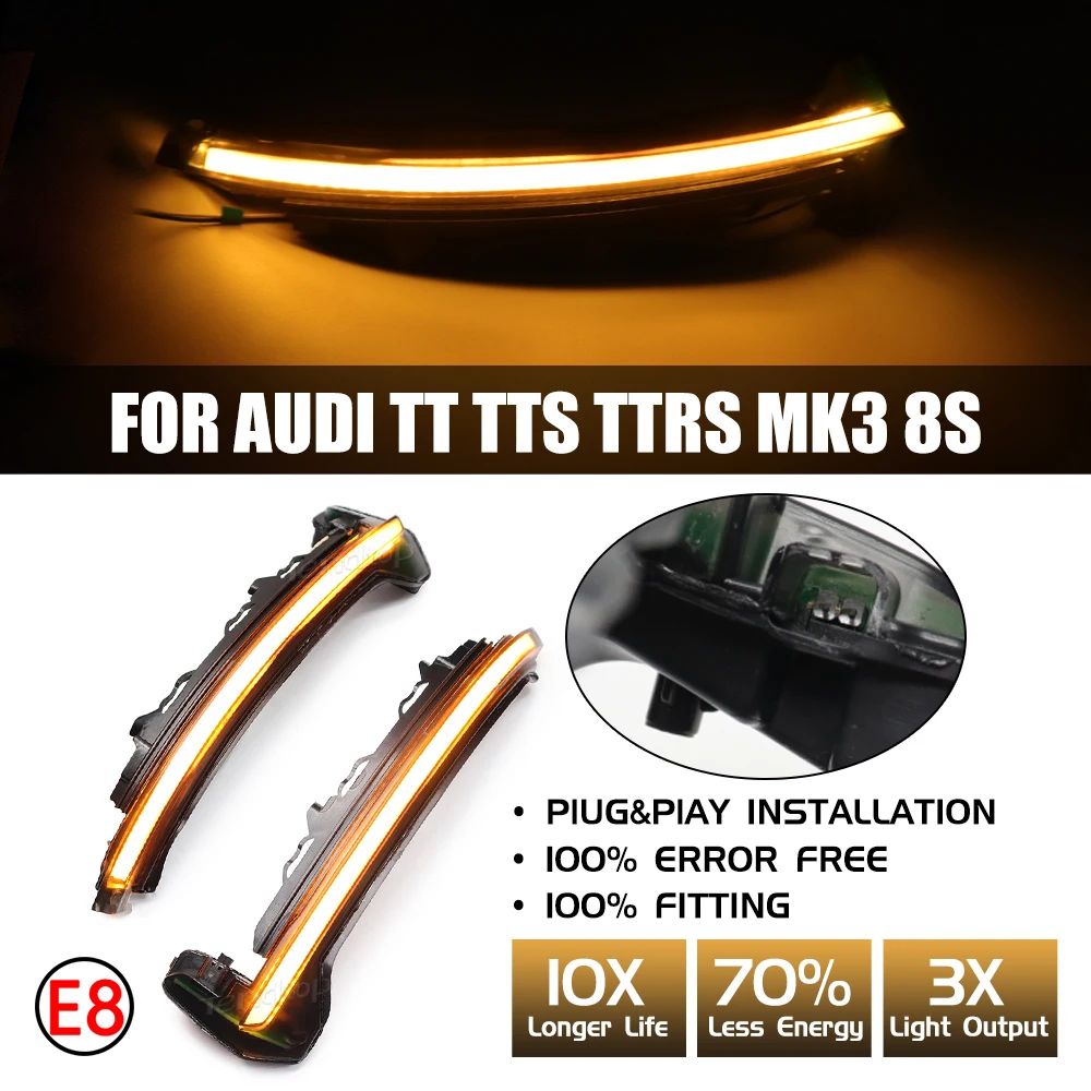 LED Dynamic Turn Signal Light Sequential Side Wing Mirror Indicator For Audi TT TTS TTRS MK3 8S 2015-2020 R8