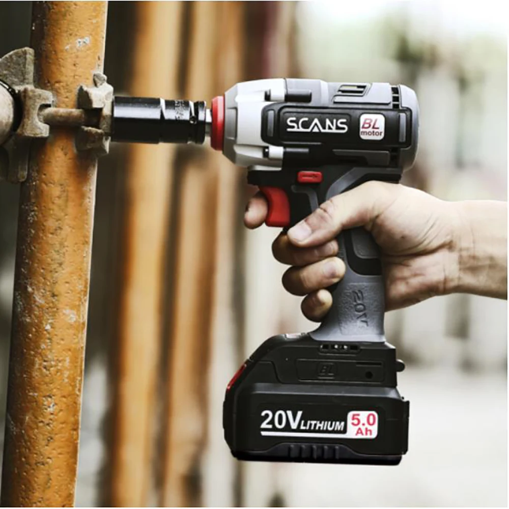 20V Cordless 1/2inch Impact Wrench S880 Socket Wrench Brushless 310NM Max Torque with  20v 5000mAh Battery Wrench