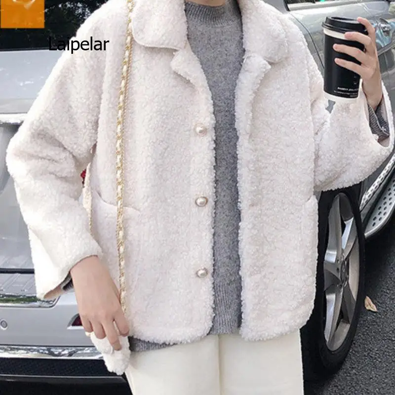 Women Soft Fur Coat Jacket Faux Fur Coats Plush Pocket Overcoat Elegant Autumn Winter