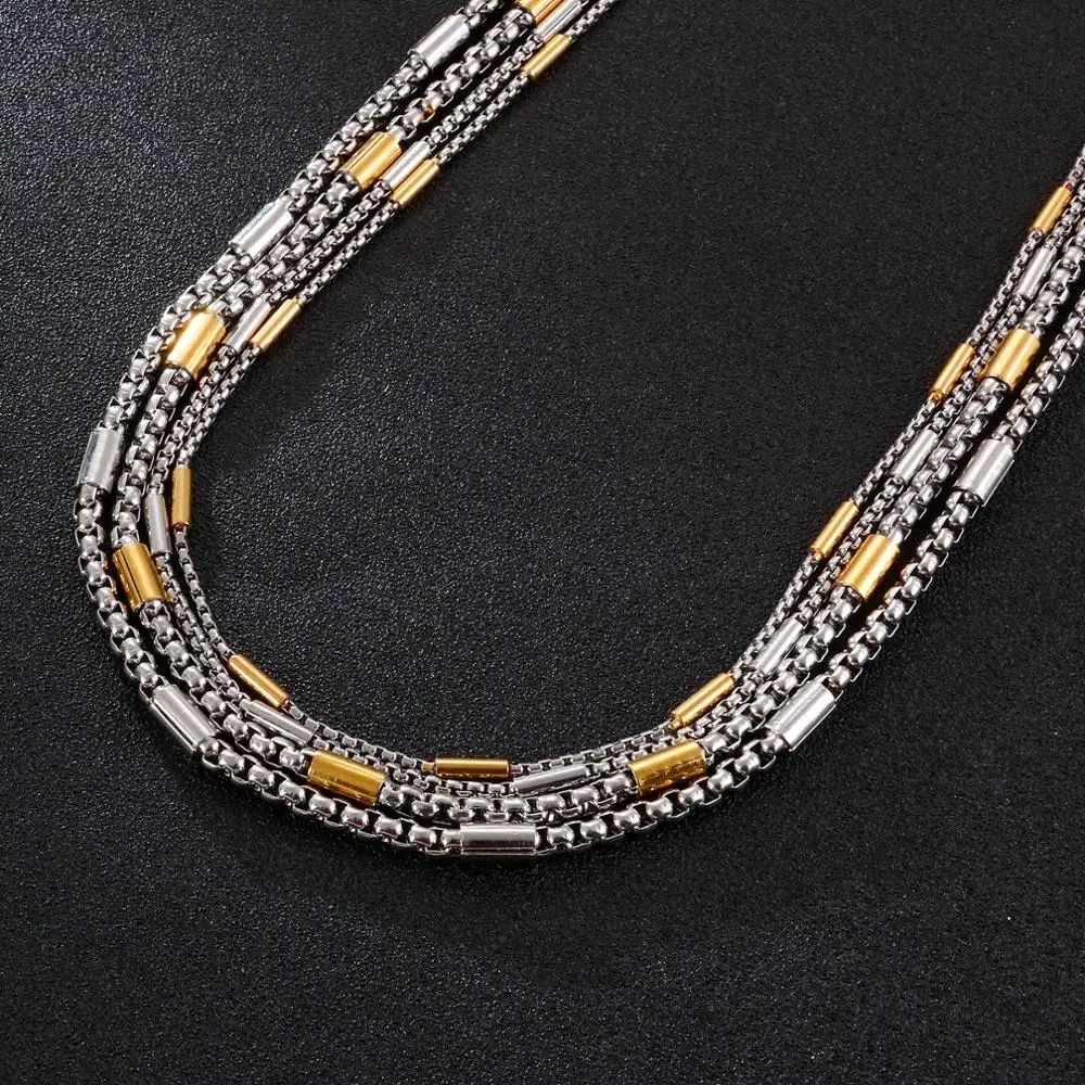 2.5mm 5mm Ferrero Bead Chain On Neck Fashion Hip Hop Link Necklace Stainless Steel  Men\'s Charm Jewelry Choker