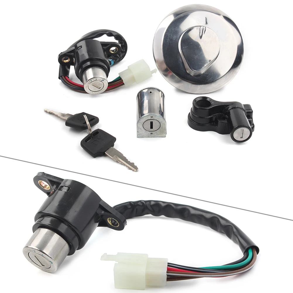 Motorcycle Switch Kits Ignition Seat Lock Assembly Gas Cap Set Lock w/ 2 Keys For Honda 125 CBT125