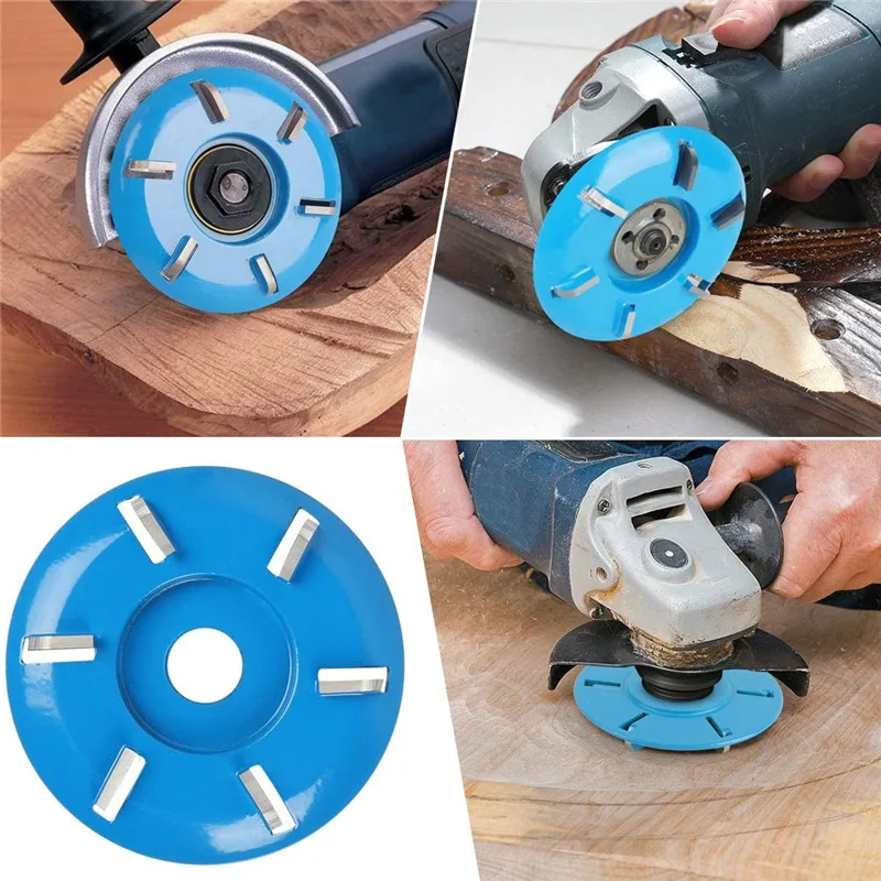 3/5/6/8 Teeth Power Wood Carving Cutter Disc Milling Attachment Bore Arc/Flat for Angle Grinder Attachment 90mm Diameter 16mm