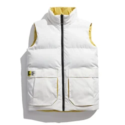 2024 New Korean Men'S Autumn And Winter Trend Down Cotton Vest With Large Warm Shoulder And Thickened With Double Coats Man