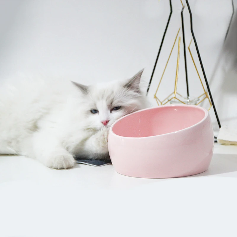 

Pet Accessories Ceramic Cat Food Feeder Protect The Cervical Spine From Overturning Design Bowl For Cats Supplies Feeding Trough