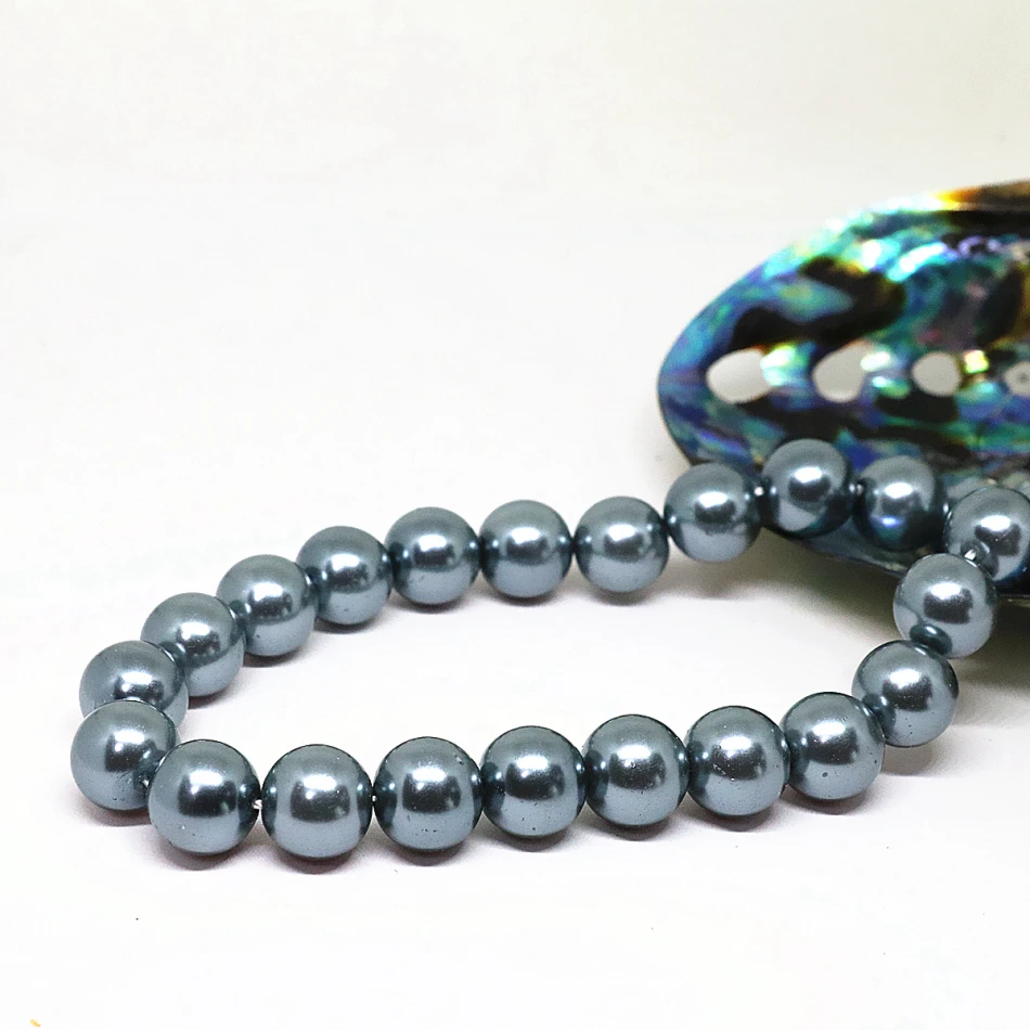 Dark gray 4-14mm pick size round imitation shell pearl beads fashion fit diy necklace bracelet jewelry making 15inch B1618