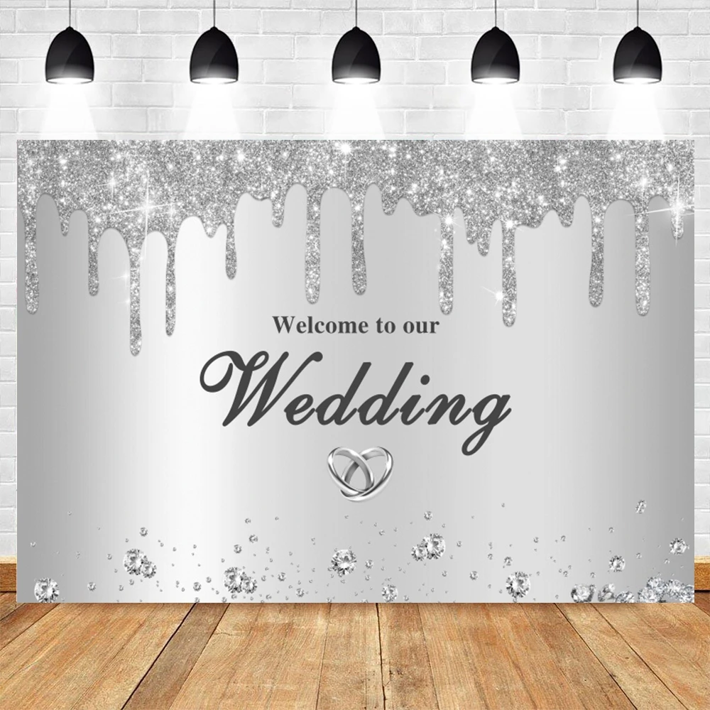 Wedding Photocall Backdrop Silver Glitter Ring Bridal Shower Engaged Portrait Photography Background Decor Photo Studio Props