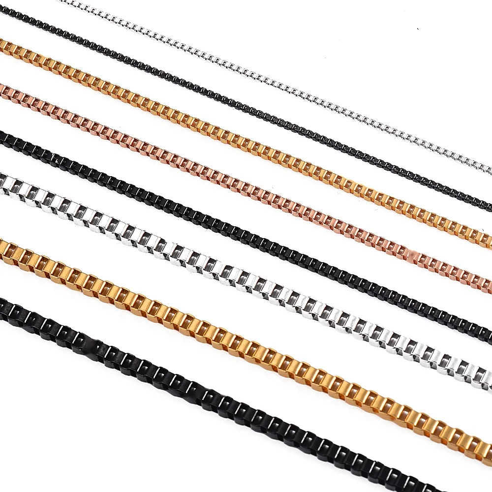 1 Stück Breite 1,5mm/2mm/2,5mm/3mm Edelstahl-Kastenkette Halskette DIY Schmuckherstellung für Männer und Frauen – Detail 5