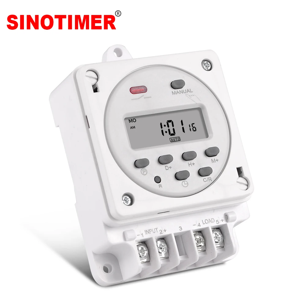 CN101A Weekly Programmable Timer Switch Russian Panel Time Relay with DIN Rail Enclosure Box 12V 220V AC for Lighting Solar Fan