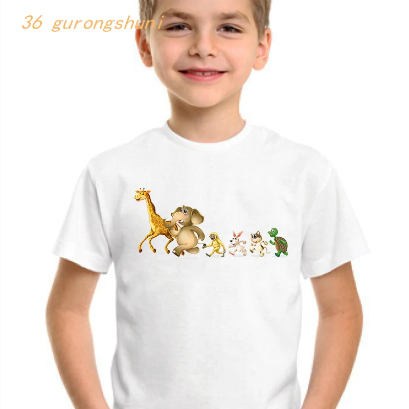 

cute Forest animal t shirt boys t shirts funny giraffe kids tshirt Elephant kid t-shirts graphic tops for girls children clothes